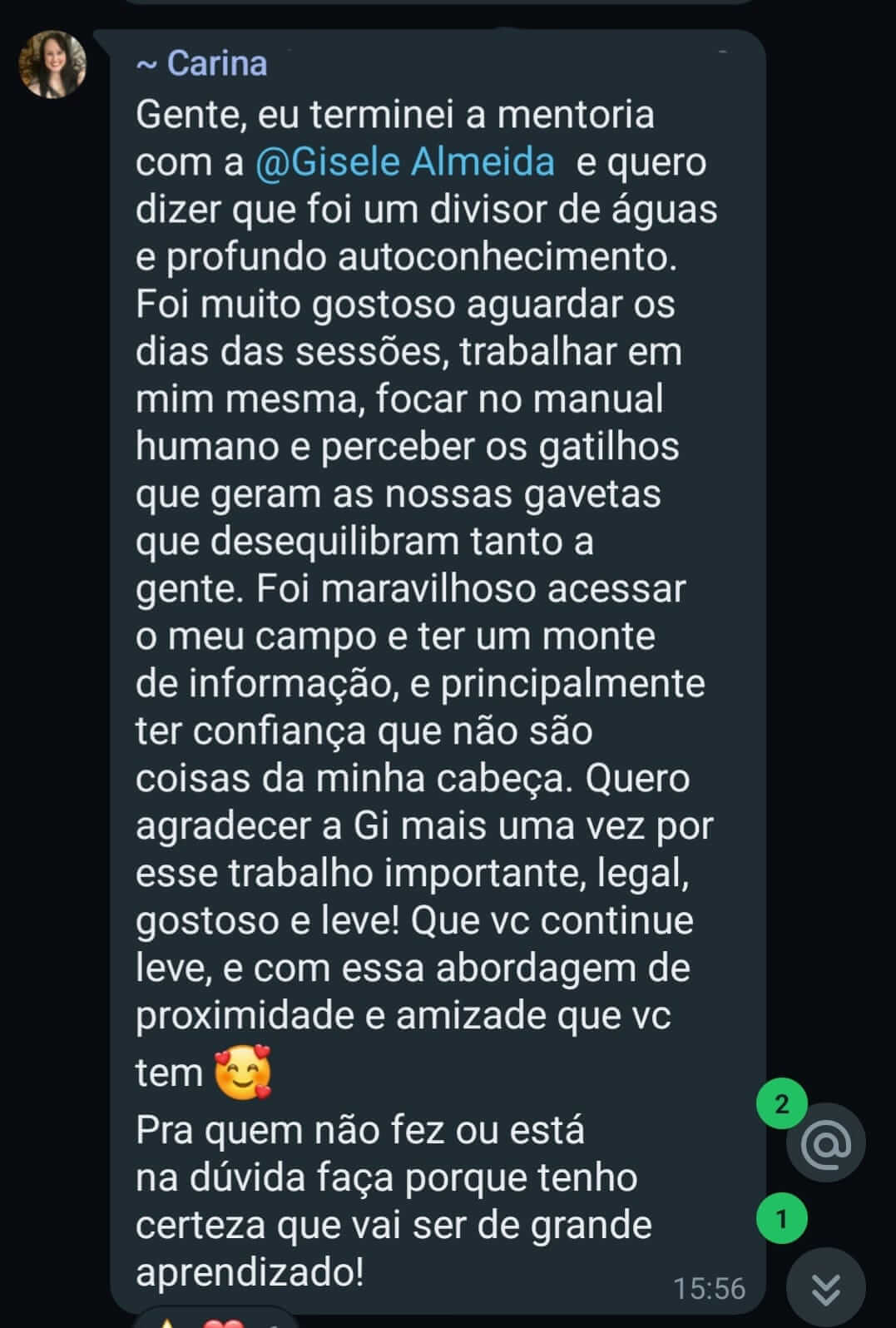 Depoimento — Gisele Almeida