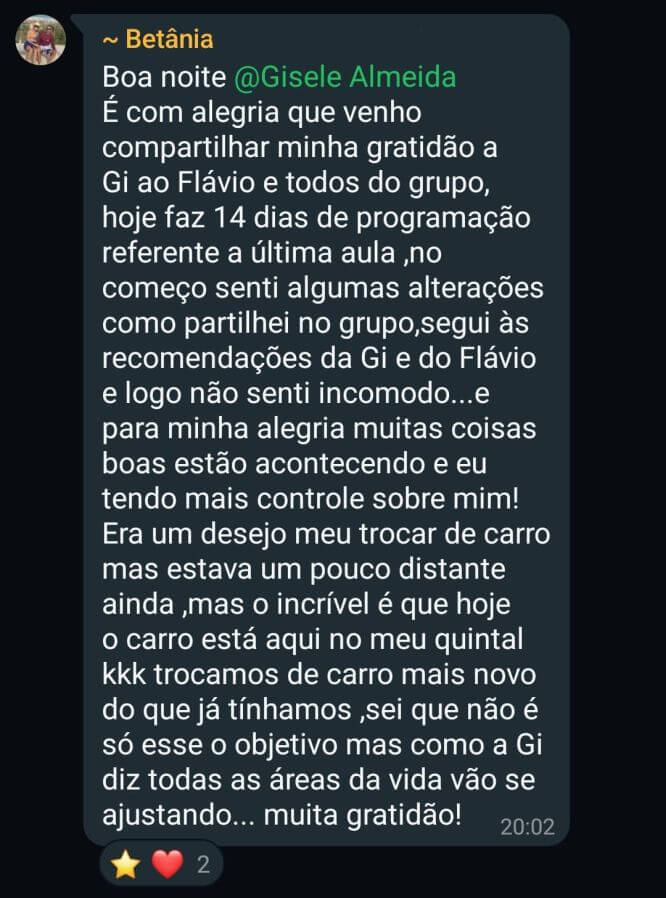 Depoimento de aluno da Gisele Almeida
