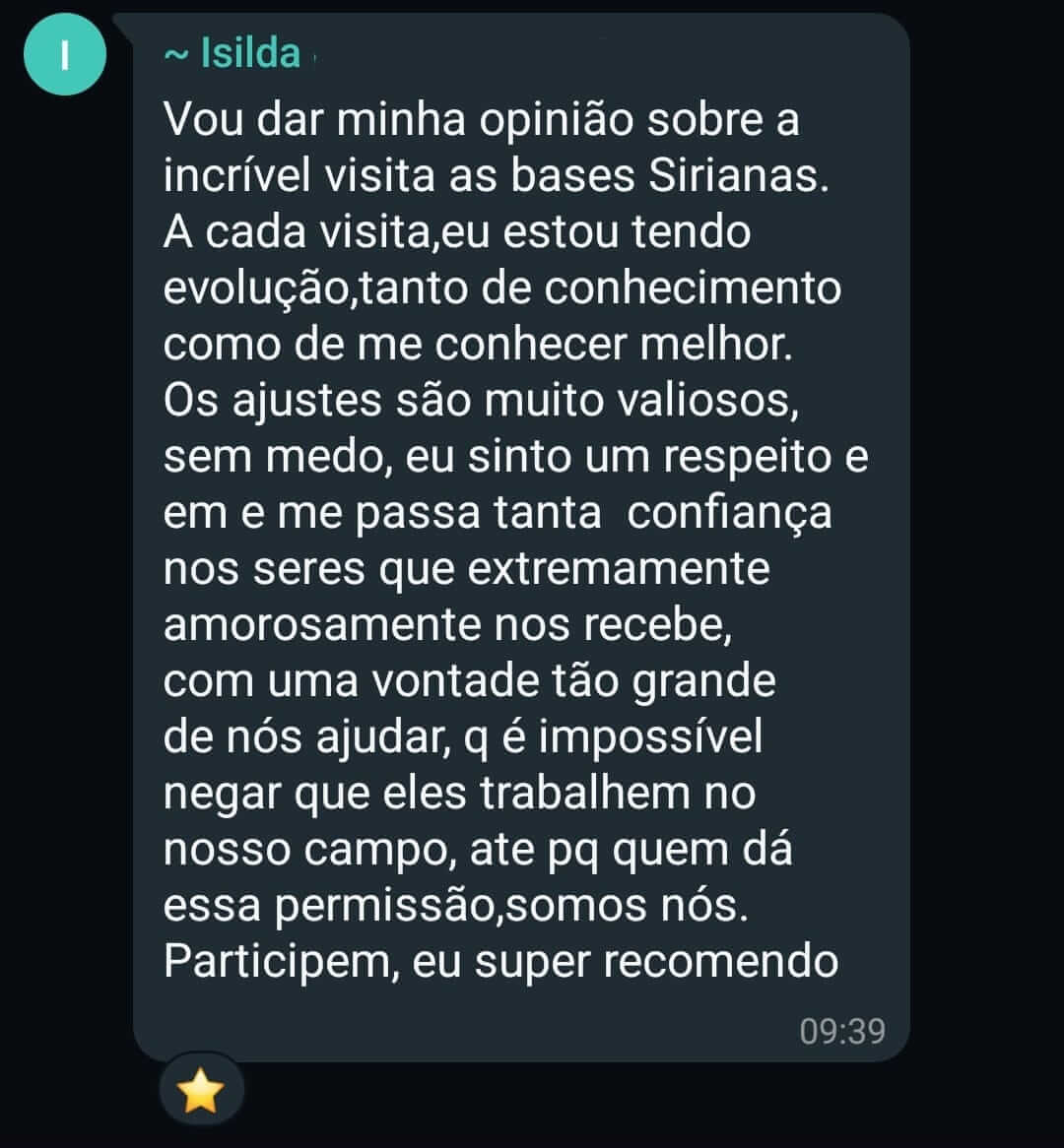 Feedback de participante da Visita Base Siriana